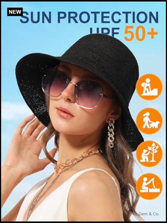 Handmade Straw Bucket Hat Foldable Travel Sun Hat UPF 50+ main image 7